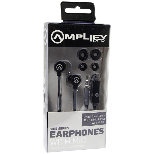 Amplify Vibe Series Earphones with Mic - Black and Grey