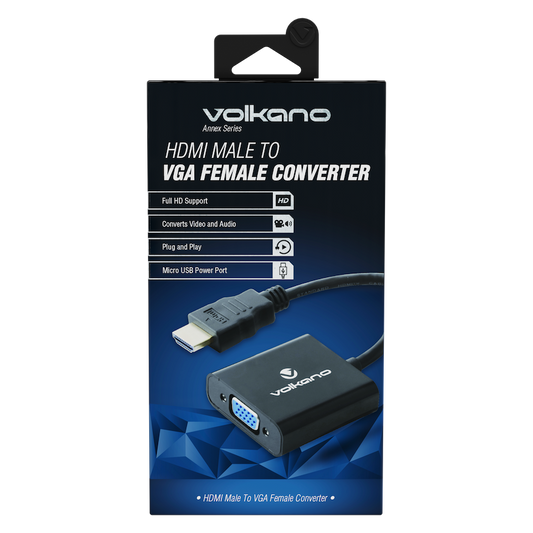 Volkano Annex Series HDMI Male to VGA Female Converter, 10cm Cable, with Sound