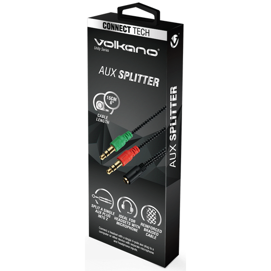 Volkano Unity Series AUX Splitter 4-Pole Socket to 2 AUX