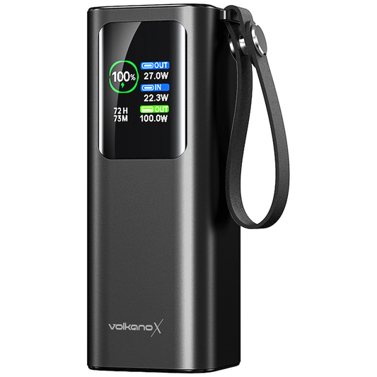 VolkanoX Titan Series - 20 000 mAh - Power Bank with retractable Type-C Cable with Flashlight