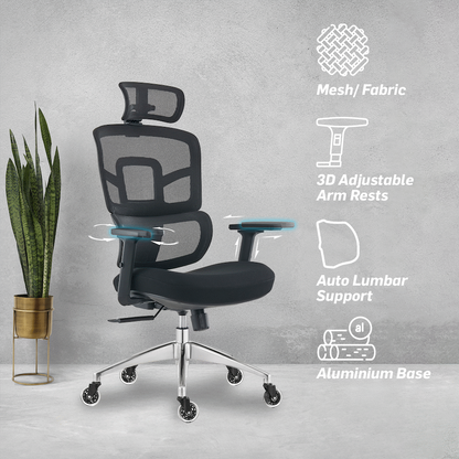 Everfurn Premium Graphite Ergo High Back Chair - Black