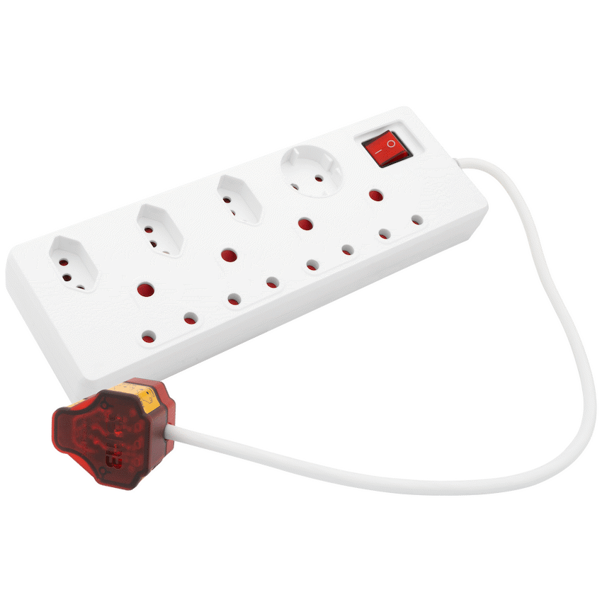 Ellies 8-Way High Surge Multiplug 0.5m - WT