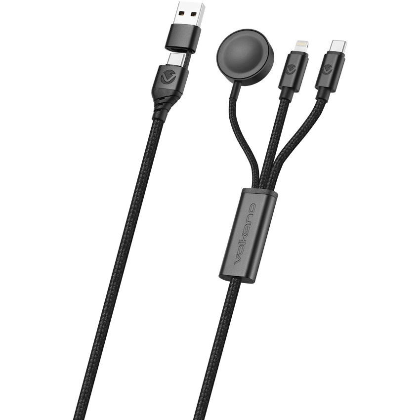 Volkano Weave Series 100W Braided 5-in-1 Charge and Data Cable 1m - Black