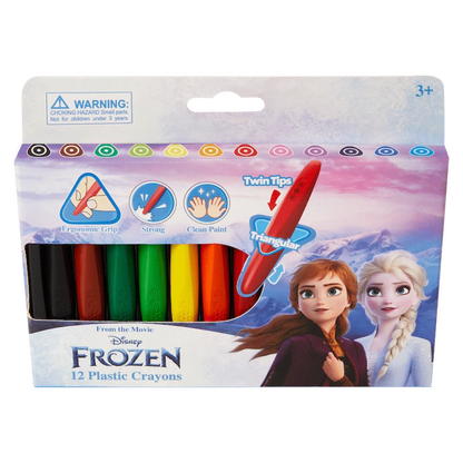 Frozen 12 Plastic Crayons Twin tip Triangular Multi