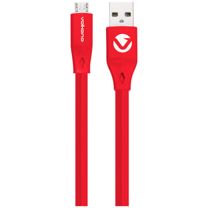 Volkano Slim Series Flat PVC Micro-USB Cable 1.2m - Red