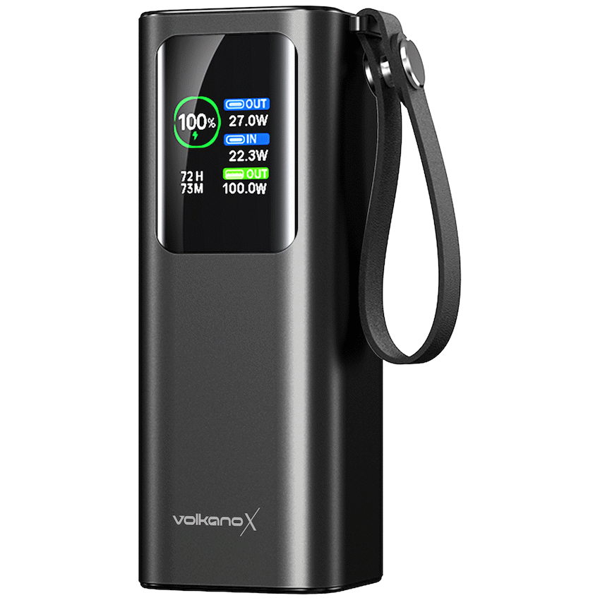 VolkanoX Titan Series - 20 000 mAh - Power Bank with retractable Type-C Cable with Flashlight