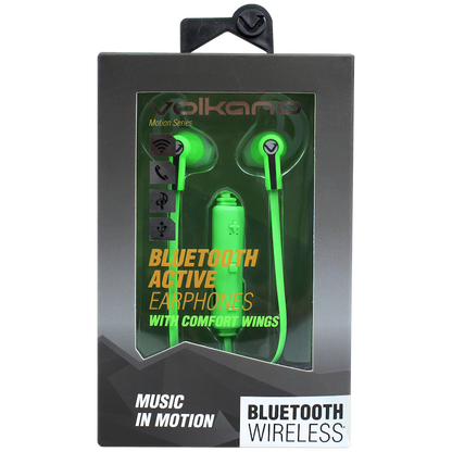 Volkano Motion Bluetooth Earphones - Green/Black