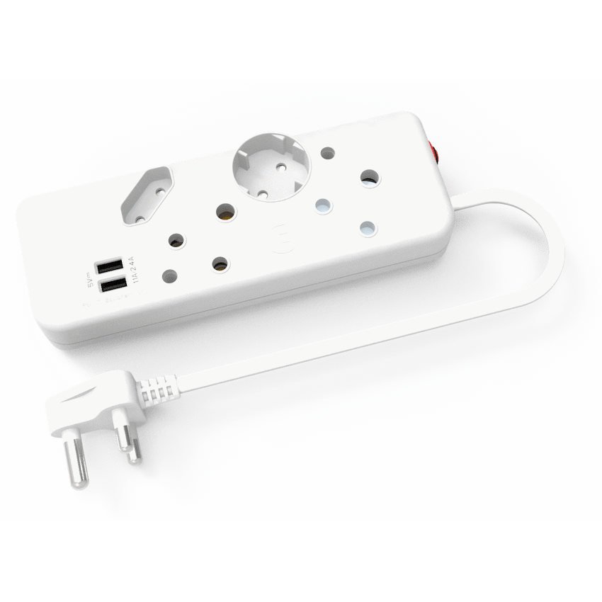 Ellies 4-Way Multiplug - 2 x USB 2.4a - 0.4m