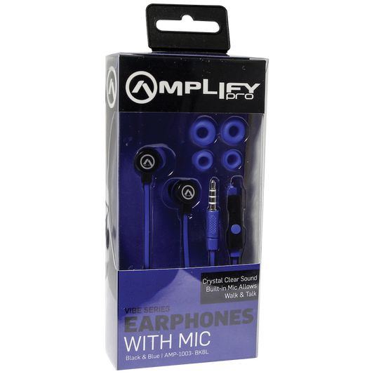 Amplify Vibe Series Earphones with Mic - Black and Blue