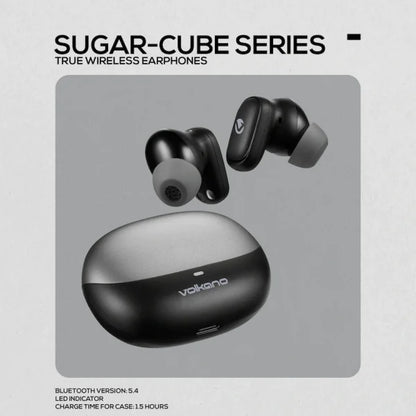 Volkano Sugar Cube Active Noise Cancelling True Wireless Earphones Black - Everyday Elektronics South Africa