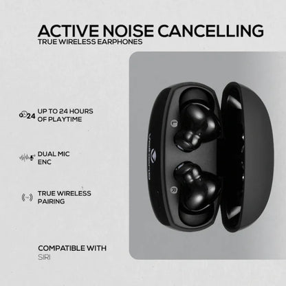 Volkano Nomad Active Noise Cancelling True Wireless Earphones Black - Everyday Elektronics South Africa