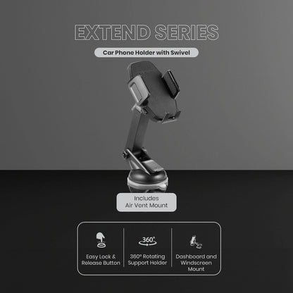 Volkano Extend Series Car Phone Holder with Swivel