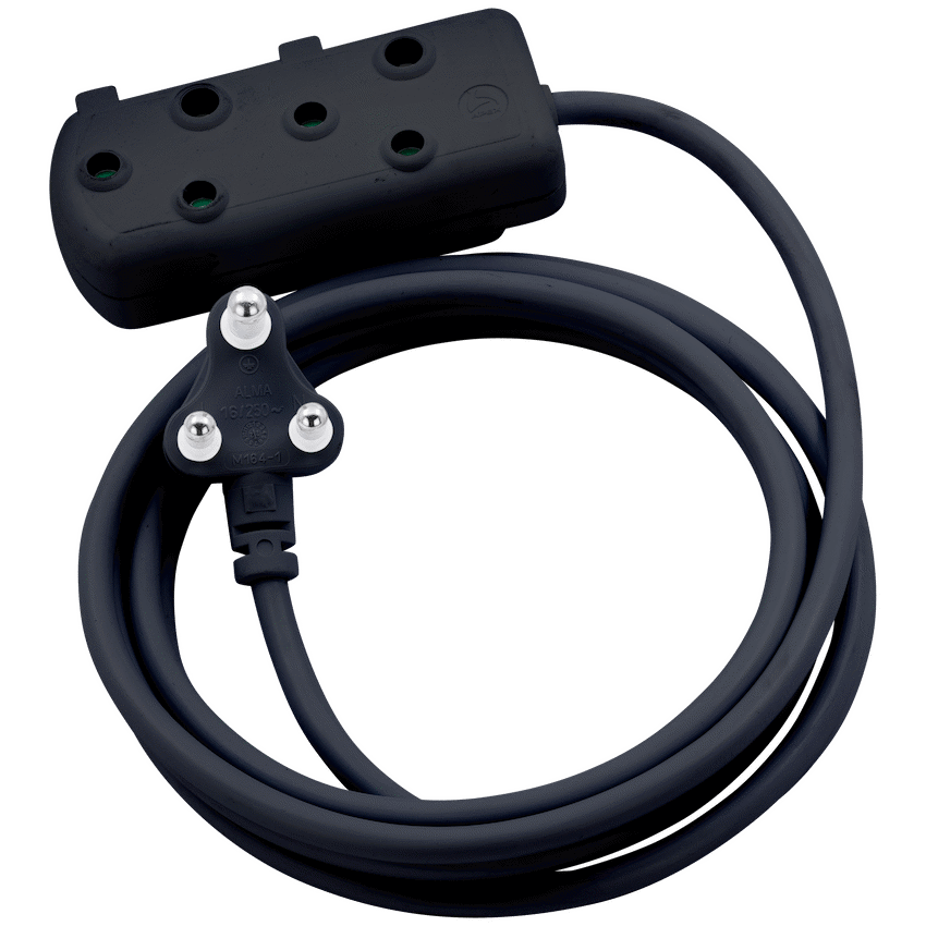 Switched Light-Duty Side-by-Side (SBS) Extension Leads 3m - BK