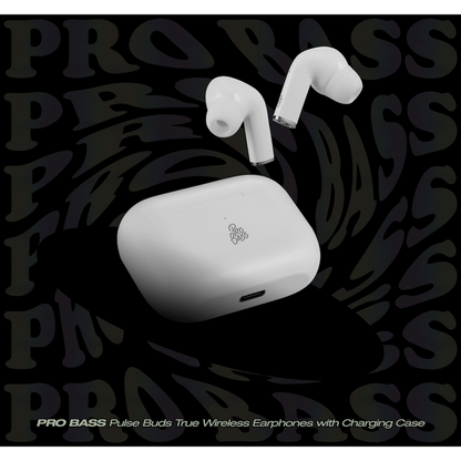 Pro Bass Pulse Buds True Wireless Earphones with Charging Case - White