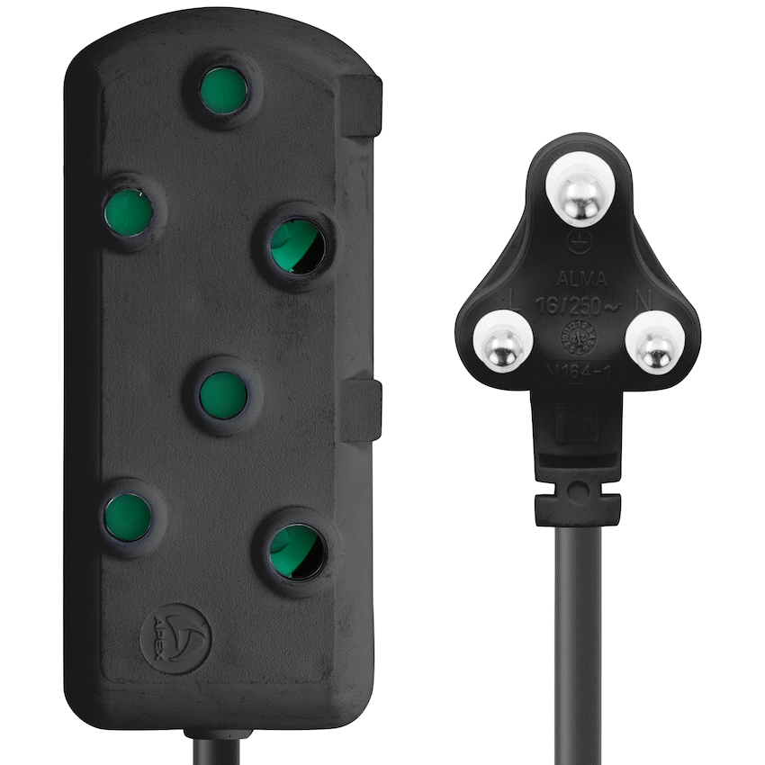 Switched Heavy Duty Side by Side (SBS) Extension Leads 10m - BK