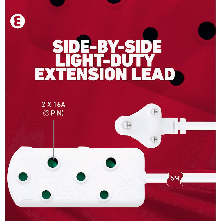 Ellies Side-by-Side Light Duty Extension Lead - 5m