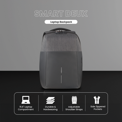 Volkano Smart Deux Laptop Backpack - Black/Charcoal
