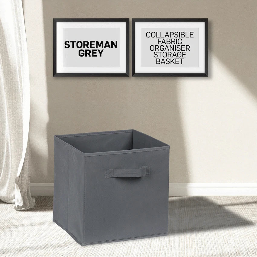 Everfurn Storeman Grey, Collapsible Fabric Organiser Storage Basket - 10 Pack