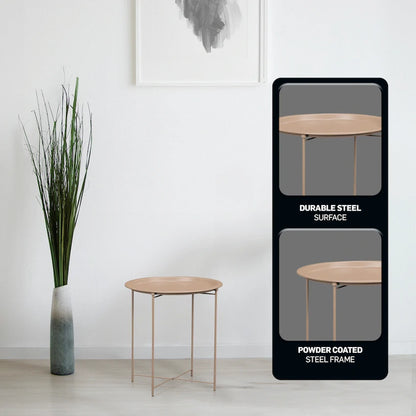 Everfurn Nala Side Table Beige, Painted MDF, Steel Frame