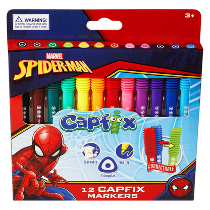 Spiderman 12 Capfix Connectable Fibre Markers Multi