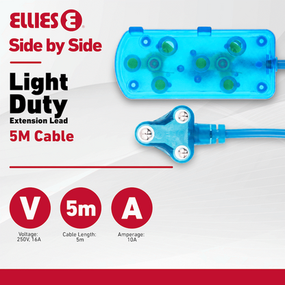 Ellies Side by Side Light Duty Extension Lead-5M - BL