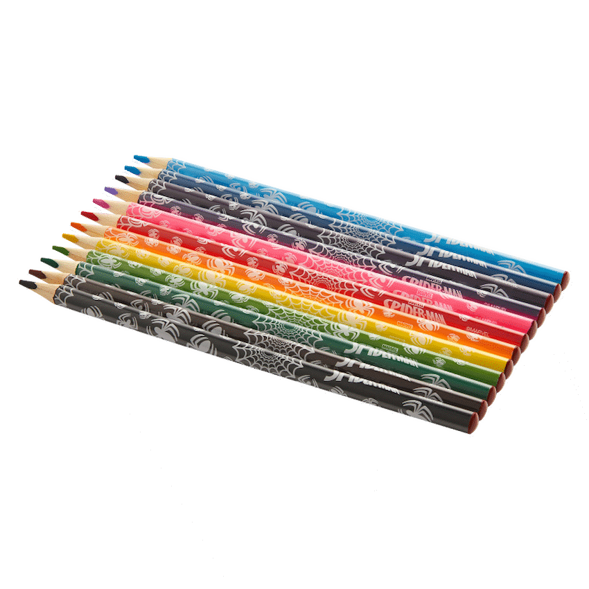Spiderman 12 Colour Pencils Triangular Multi