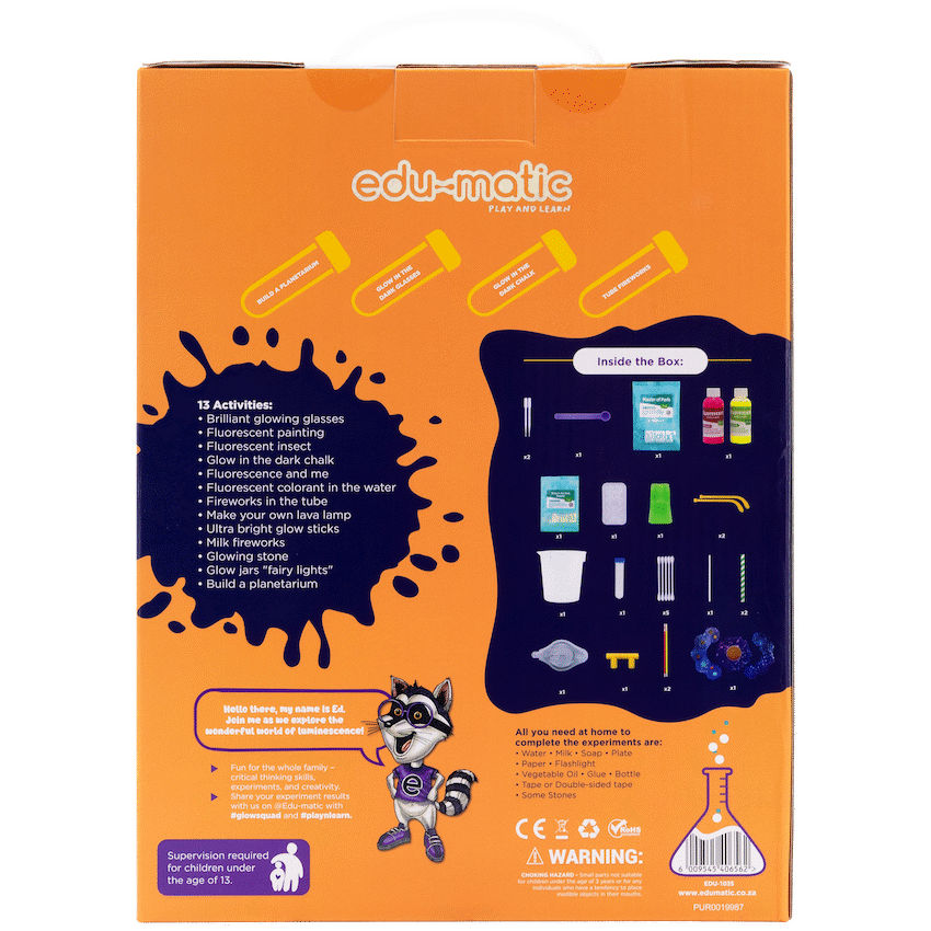 Edu-Matic Glow Squad: Experiment Kit with 13 Fluorescent Experiments