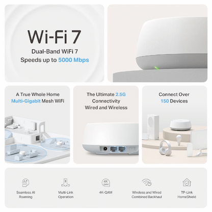 TP-Link Deco BE25 (2-Pack) BE3600 Whole Home Mesh Wi-Fi 7 System