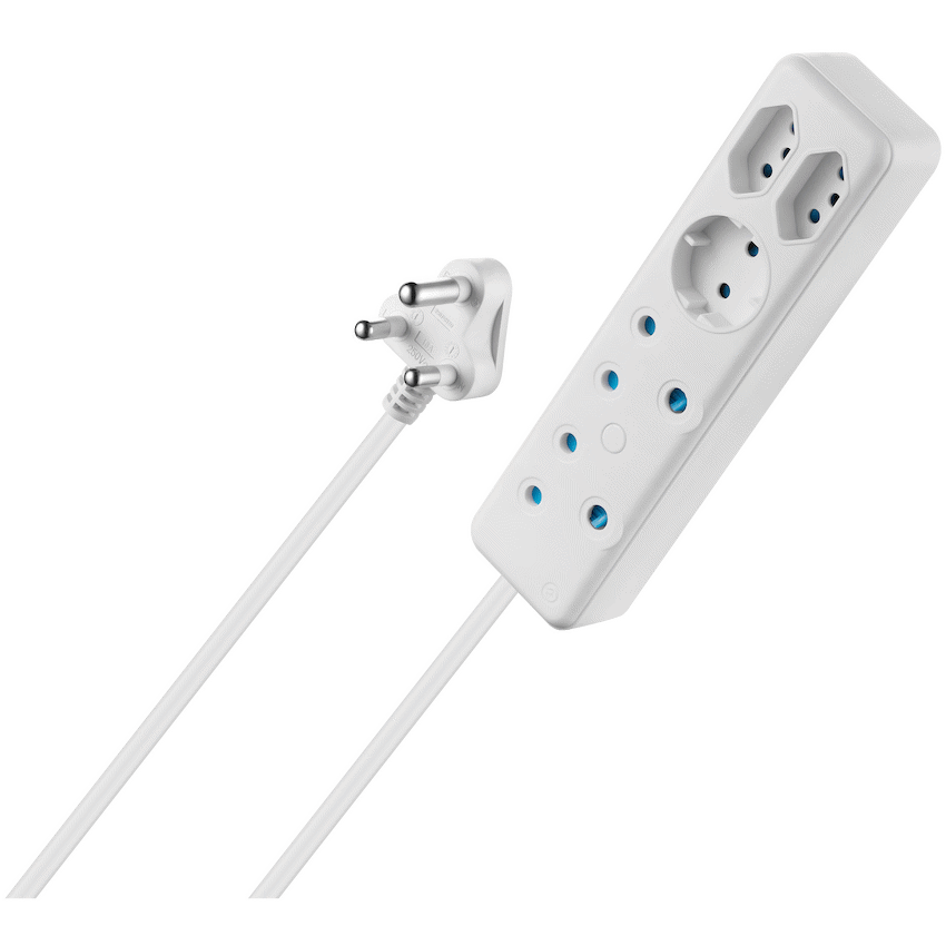 SWITCHED 5 Way Multiplug - White