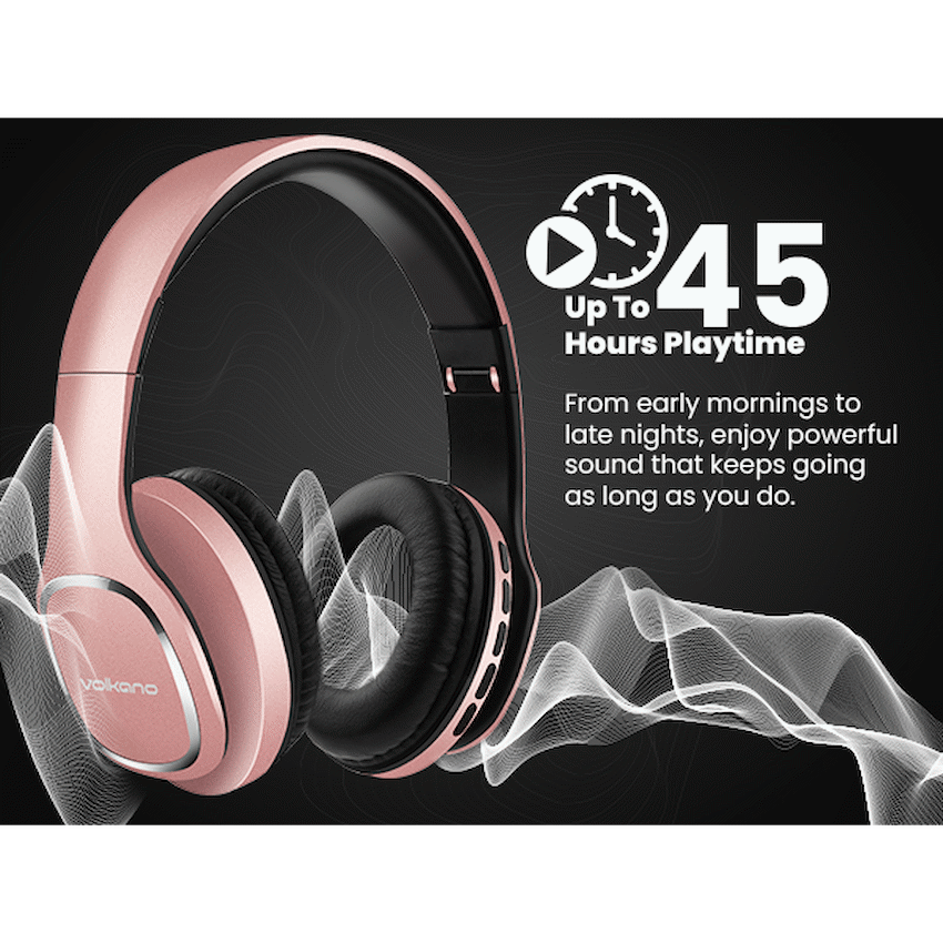 Volkano Phonic Series Bluetooth Full-Size Headphones - Rose Gold