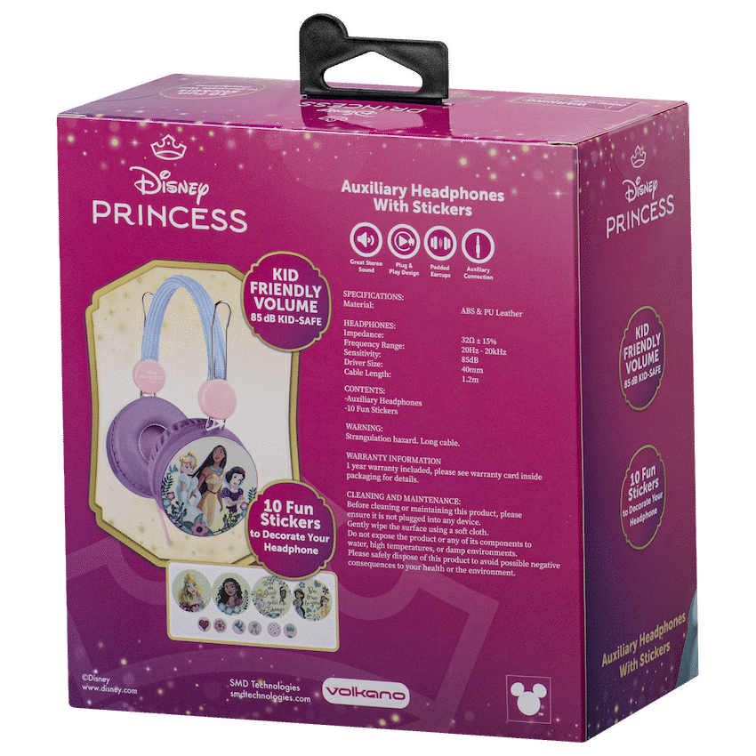 Disney Princess Auxiliary Headphone with Stickers