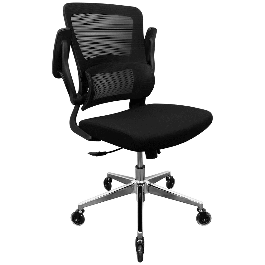 Everfurn Premium Dakota Mid Back Office Chair, Chromed Steel - Black