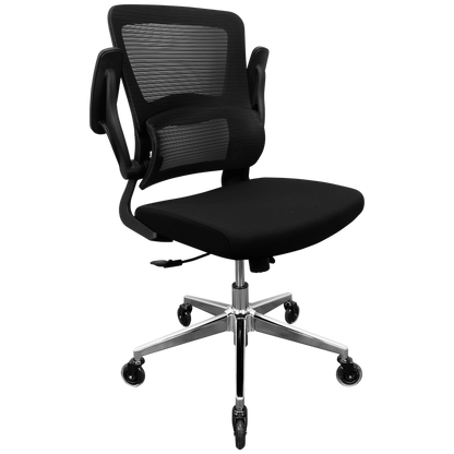 Everfurn Premium Dakota Mid Back Office Chair, Chromed Steel - Black