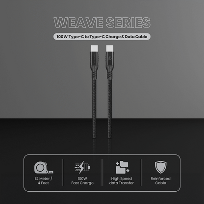 Volkano Weave Series 100w Type-C to Type-C 1.2m