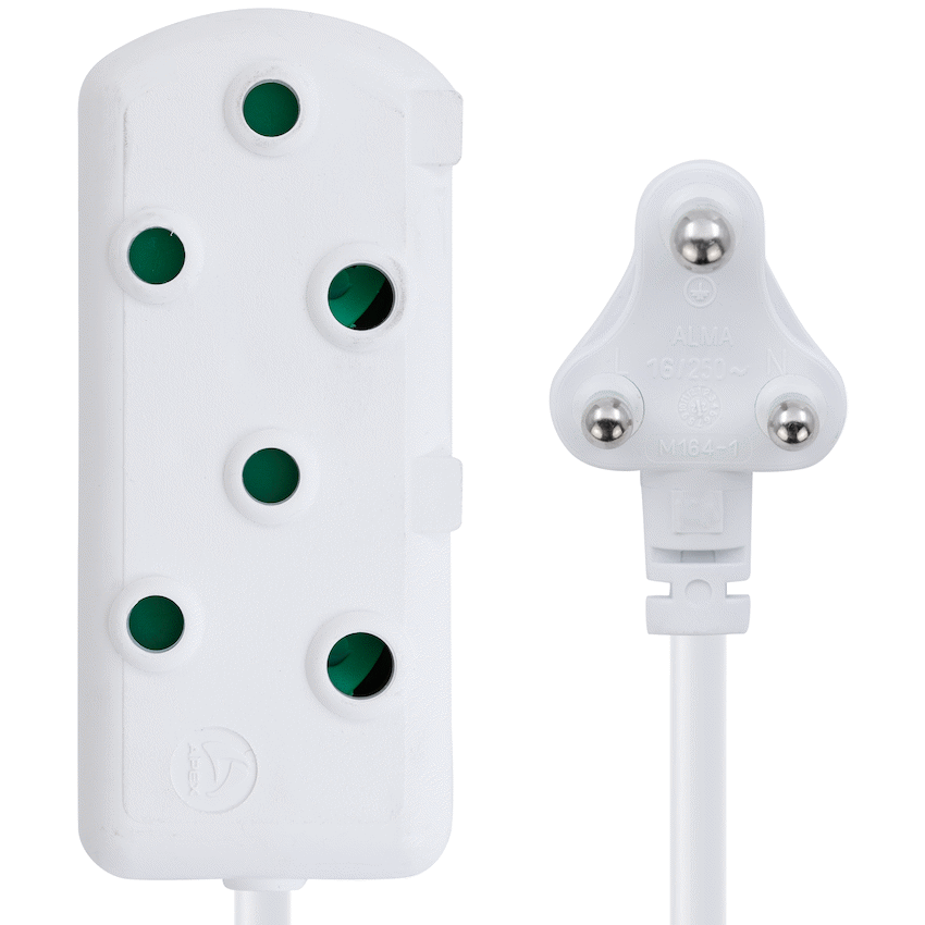 Switched Light Duty Side by Side (SBS) Extension Leads 5m - WT