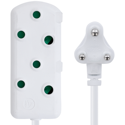 Switched Light Duty Side by Side (SBS) Extension Leads 5m - WT
