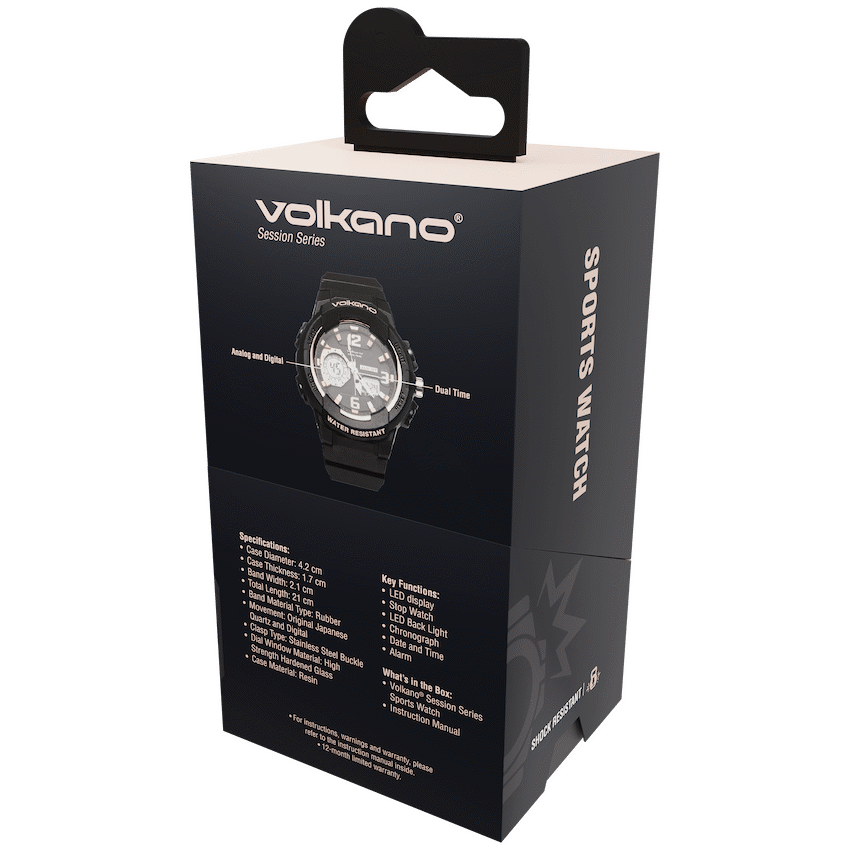 Volkano Session Series Sports Watch - Black with Rose Gold