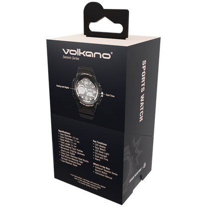 Volkano Session Series Sports Watch - Black with Rose Gold