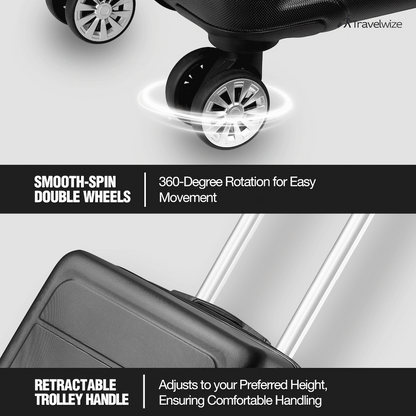 Travelwize Maple ABS 55cm 4-Wheel Spinner Luggage - Black