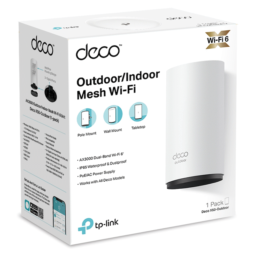 TP-Link Deco X50-Outdoor AX3000 Outdoor/Indoor Mesh Wi-Fi 6 Unit