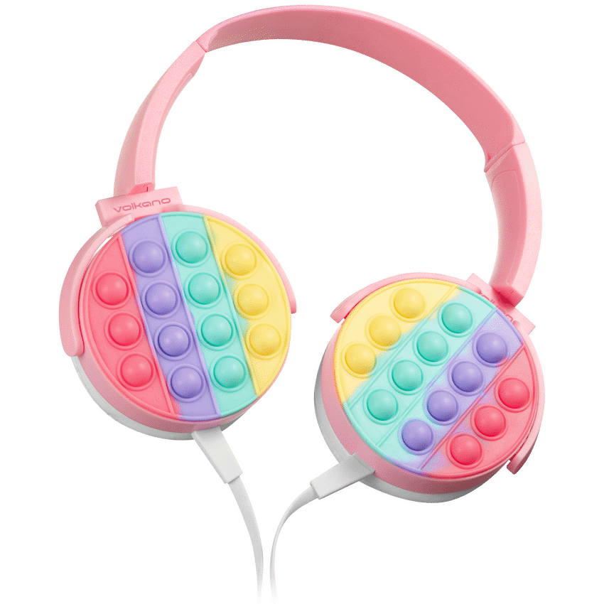 Volkano Kids Rainbow Popper Wired Headphones with 3.5mm Aux - Pink