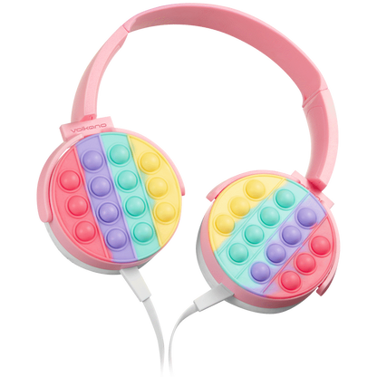 Volkano Kids Rainbow Popper Wired Headphones with 3.5mm Aux - Pink