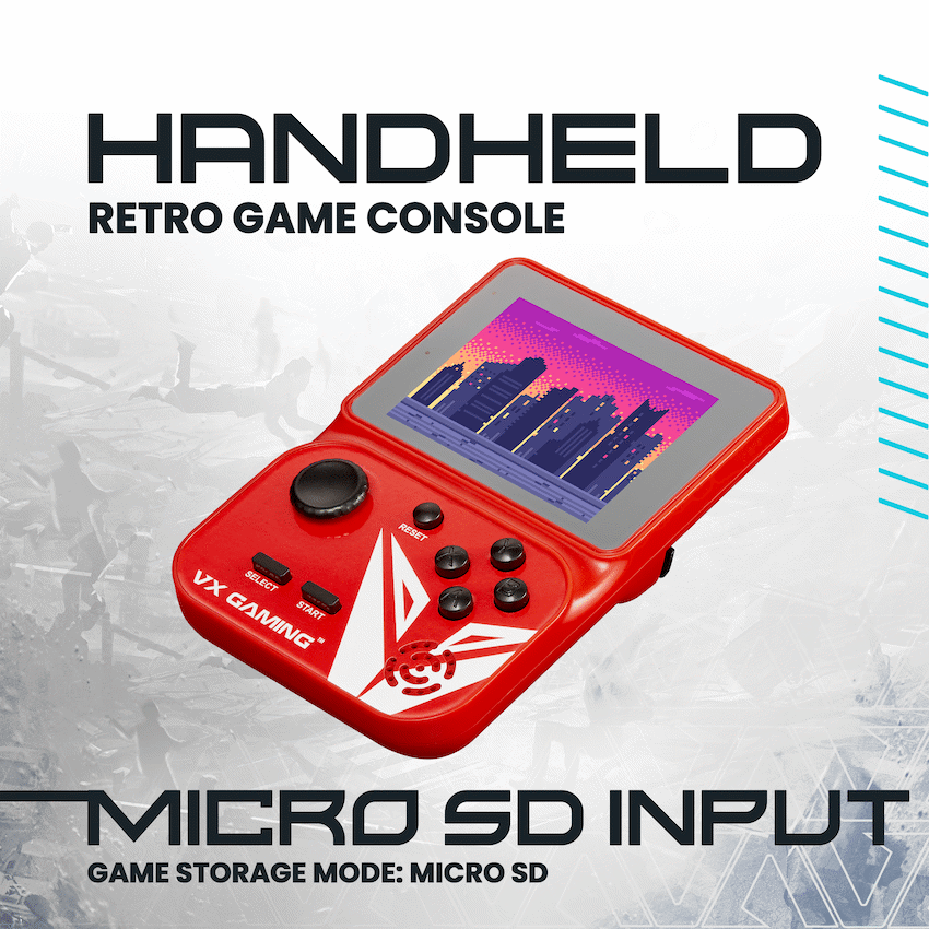 VX Gaming Nostalgia Series Handheld Retro Game Station with 4gb Micro SD - Red