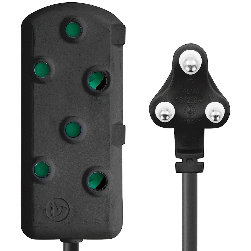 SWITCHED Heavy DUTY Side By Side(SBS) EXTENSION LEADS 3M - BK