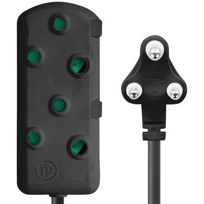 SWITCHED Heavy DUTY Side By Side(SBS) EXTENSION LEADS 3M - BK