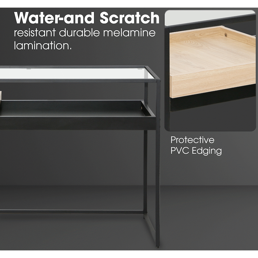 Everfurn Millenium Console, Powder Coated Steel Frame, Tempered Glass