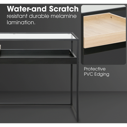 Everfurn Millenium Console, Powder Coated Steel Frame, Tempered Glass
