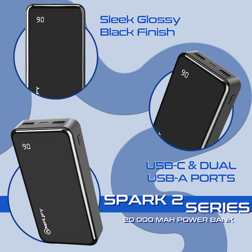 Amplify Spark 2 Series 20 000 mAh Power Bank - Black