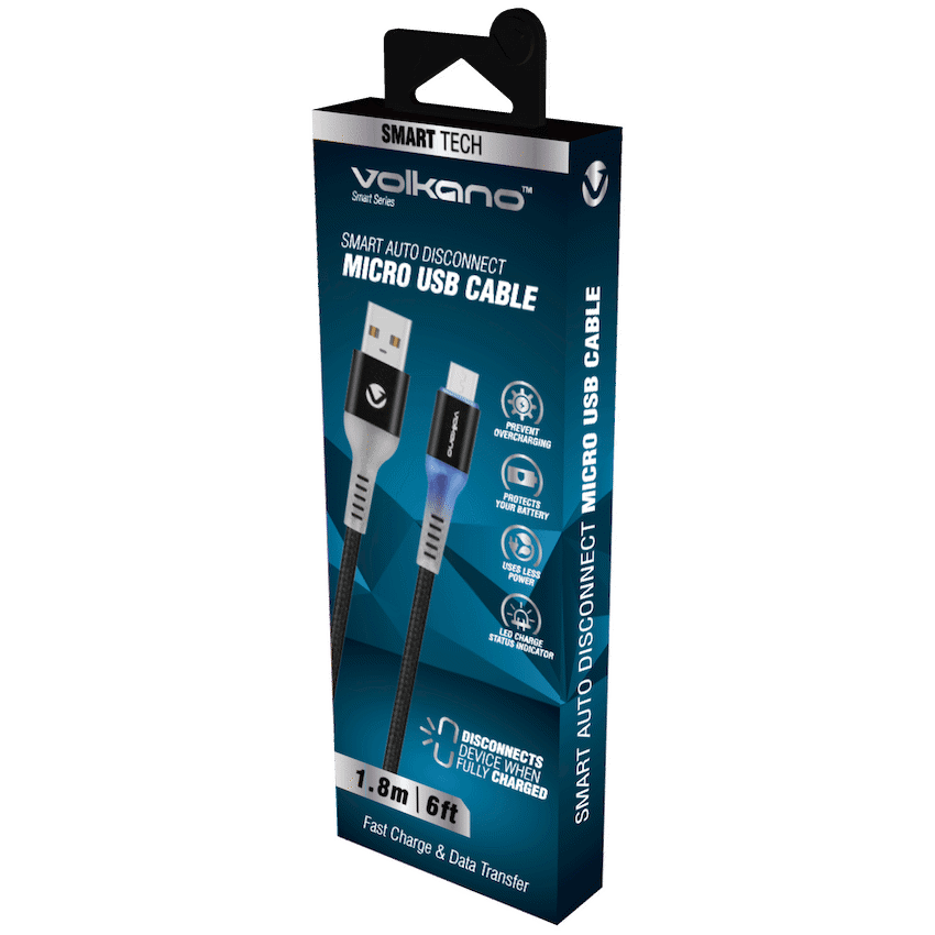 Volkano Smart Series Auto Disconnect Micro USB Cable - 1.8m