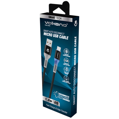 Volkano Smart Series Auto Disconnect Micro USB Cable - 1.8m